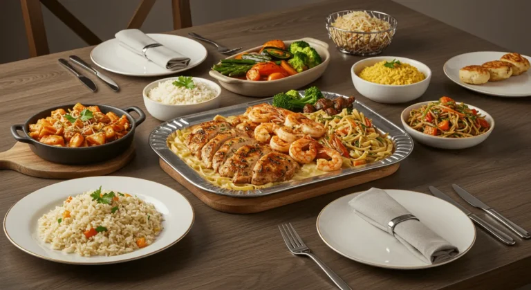 Grilled chicken and shrimp served together on a plate with fresh vegetables.